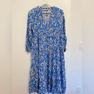 Zara printed blue dress. Ankle length. (5’3 for reference)